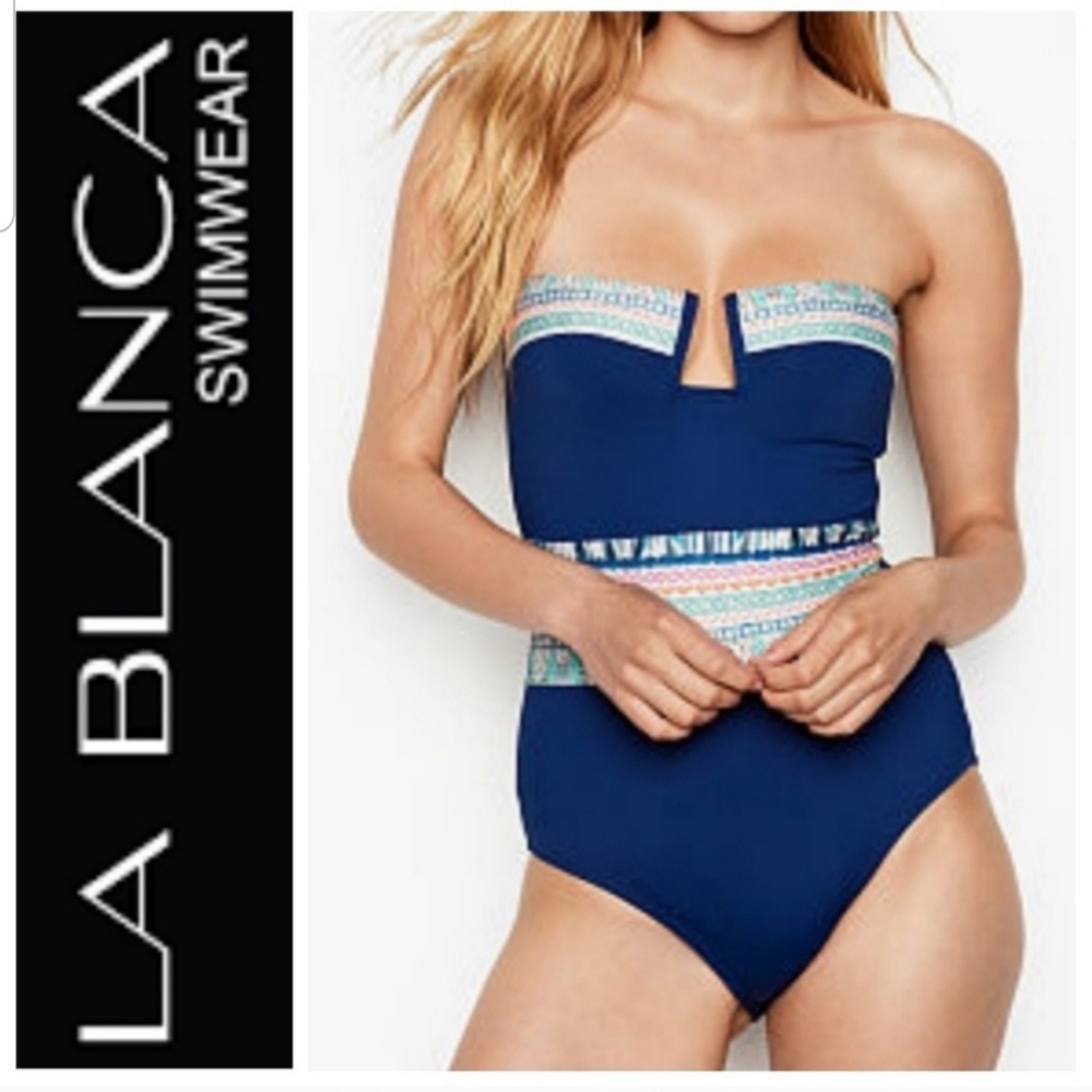 NEW La Blanca Milano Bandeau Splice-Front Swimsuit